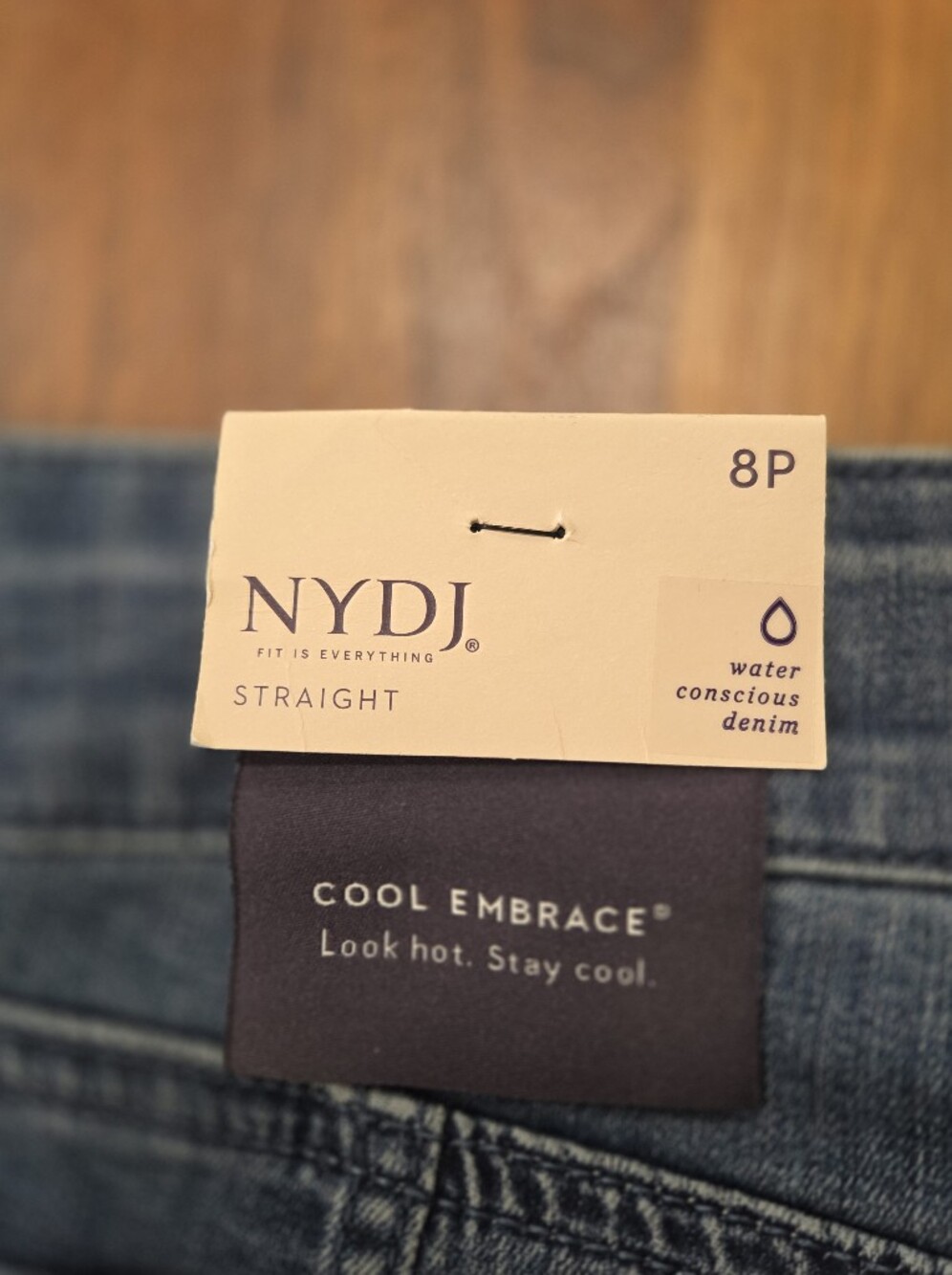 NYDJ Marilyn Straight Cool Embrace Lift Tuck Classic Blue Denim Jeans Size 8P - Picture 9 of 10